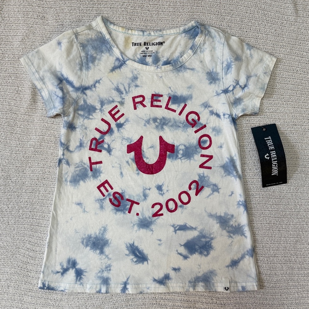 True Religion Mile High Tie Dye Logo Tee size 6X